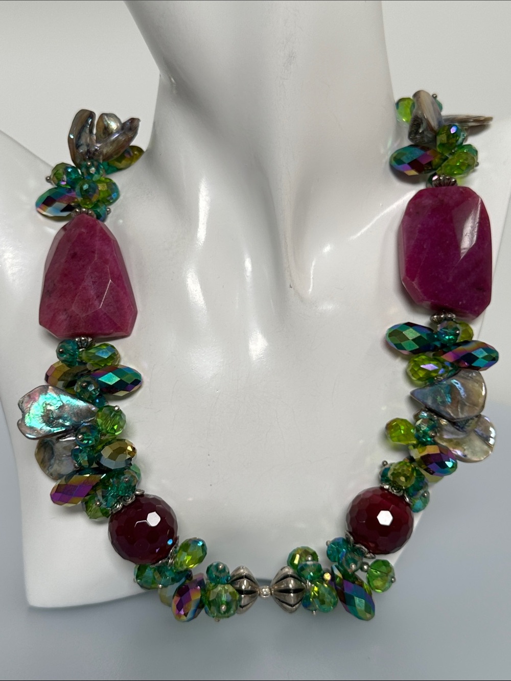 amethyst Mother Pearl and crystals Necklace